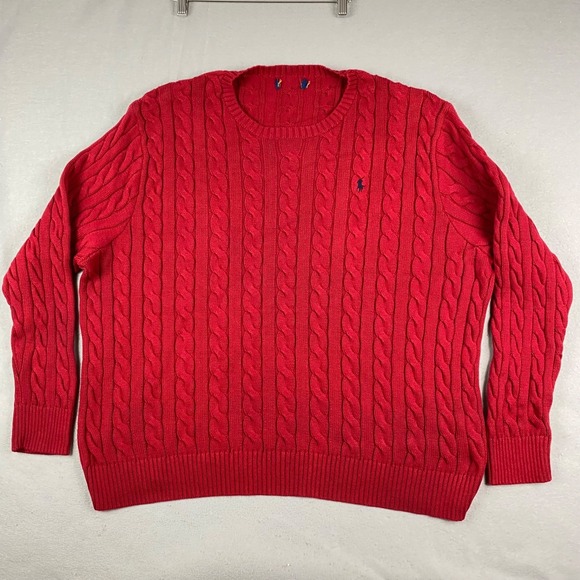 Polo Ralph Lauren Other - Polo Ralph Lauren Sweater Mens 4XB Cable Knit Cotton crew neck Pullover Pony